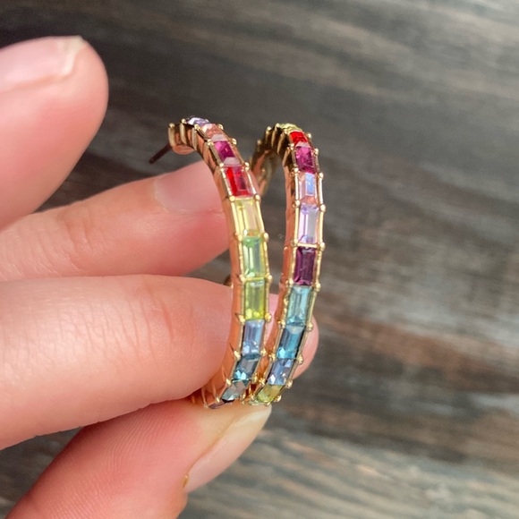 J Crew Rainbow Hoop Earrings - Picture 1 of 3